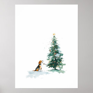 Watercolor-Beagle-Weihnachtsposter, Beagle-Feierta Poster