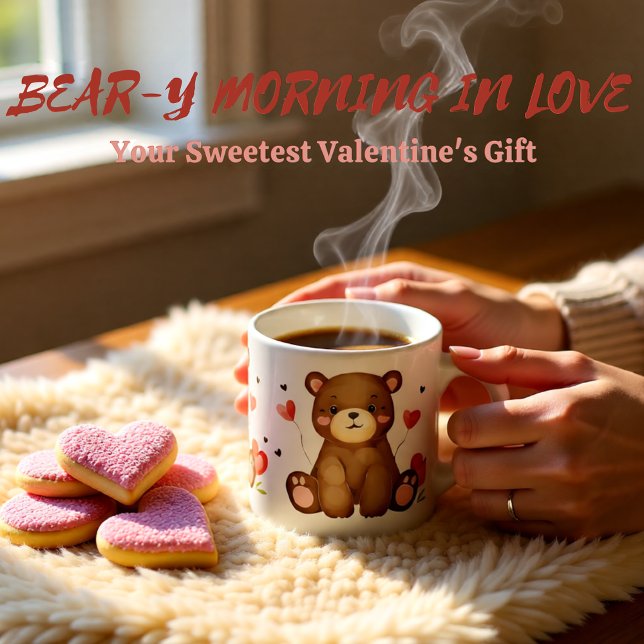 Watercolor Bear Valentine's Day Espressotasse (Cute Watercolor Bear with Hearts Valentine Espresso Cup)