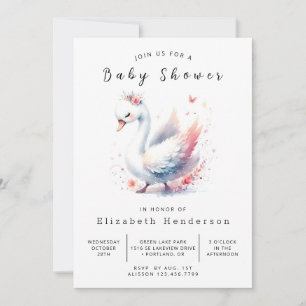 Watercolor-bedienerfreundliche Swan-Babydusche Einladung