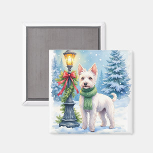 Watercolor Bedlington Terrier Laternenpfosten Weih Magnet