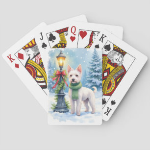 Watercolor Bedlington Terrier Laternenpfosten Weih Spielkarten