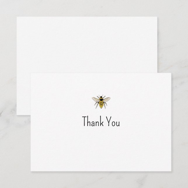 Watercolor Bee Note Card Dankeskarte (Vorne/Hinten)
