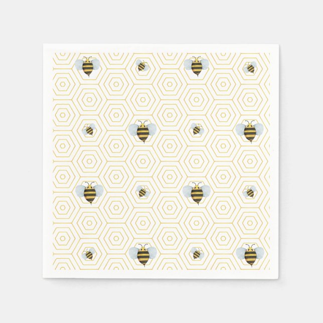 Watercolor Bee Pattern Serviette (Vorderseite)