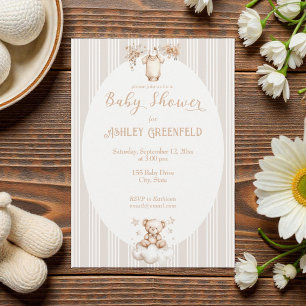 Watercolor-Beige-vintage-neutrale Babyparty Einladung