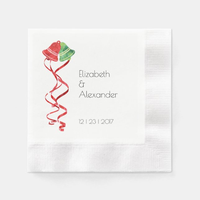 Watercolor Bel Christmas Wedding Cocktail Napkins Serviette (Vorderseite)