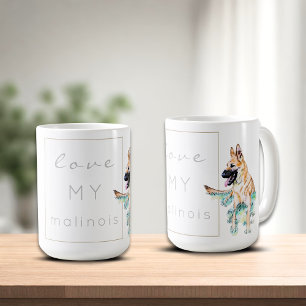 Watercolor belgischer Malinois Shepherd Dog Kaffeetasse