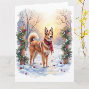 Watercolor Belgischer Tervuren Girlande Weihnachte Karte
