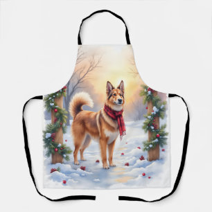Watercolor Belgischer Tervuren Girlande Weihnachte Schürze