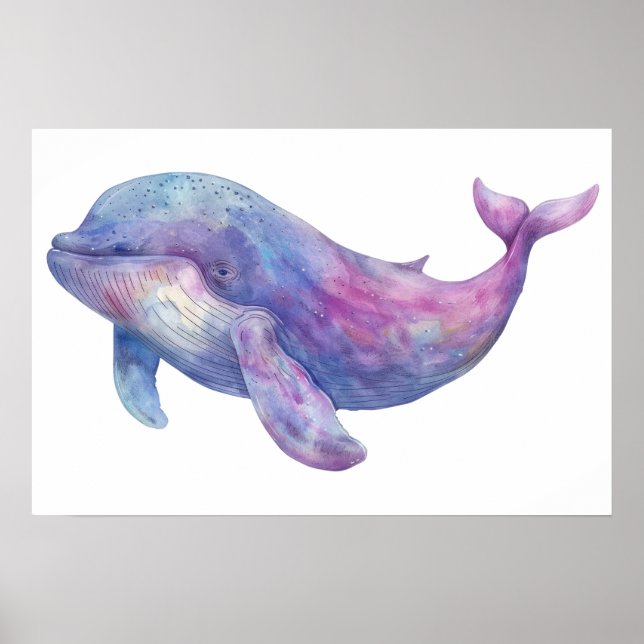 Watercolor Beluga Whale Klein Poster (Vorne)