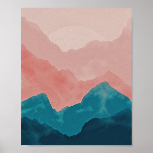 Watercolor Berge Berge Poster (Vorne)