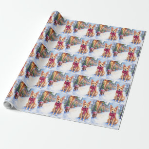 Watercolor Berger Picard Dorfplatz Weihnachten Geschenkpapier
