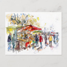 Watercolor Berlin Mitte Markt Postkarte