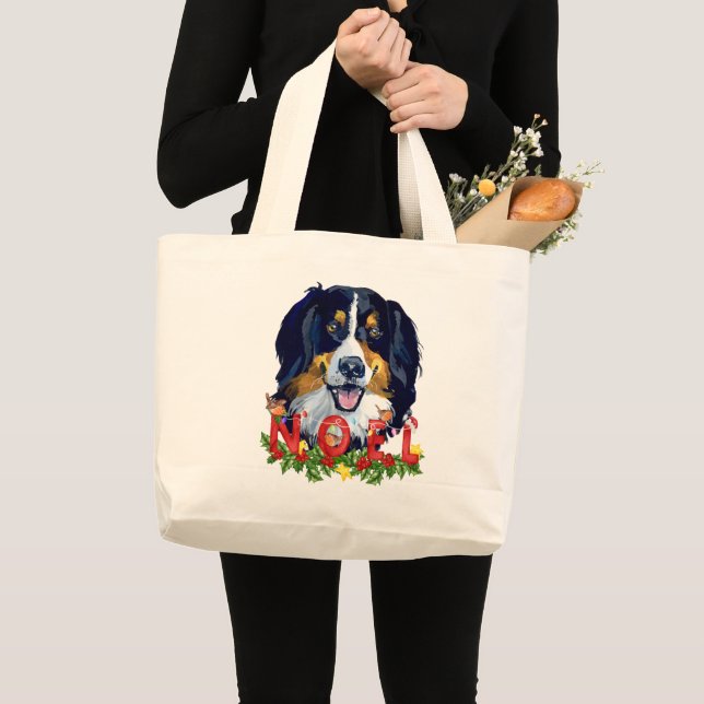 Watercolor Bernese Mountain Dog Weihnachten Jumbo Stoffbeutel (Vorderseite (Produkt))