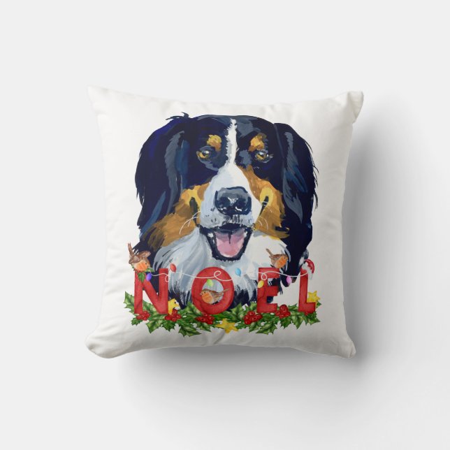 Watercolor Bernese Mountain Dog Weihnachten Kissen (Vorderseite)