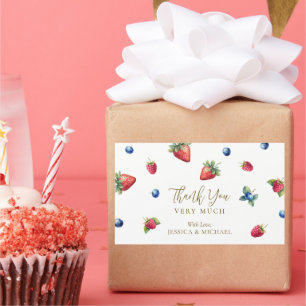 Watercolor Berry Sweet Baby Dusche Vielen Dank Rechteckiger Aufkleber