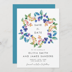 Watercolor Berry Wedding Save The Date