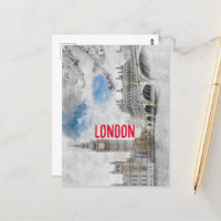 Watercolor Big Ben London Großbritannien Postcard