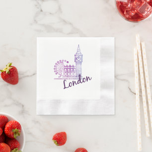 Watercolor Big Ben London Landschaftlich Napkins - Serviette