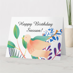Watercolor Bird Happy Birthday wünscht Foto Text Karte
