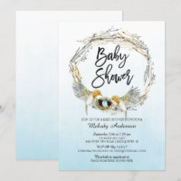 Watercolor Bird Nest Boys Baby Dusche einladen