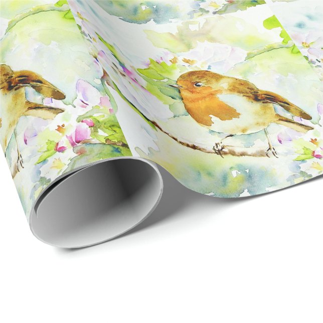 Watercolor Bird Wrapping Paper Geschenkpapier (Rolleneckpunkt)