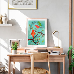Watercolor Birds Wall Art Poster