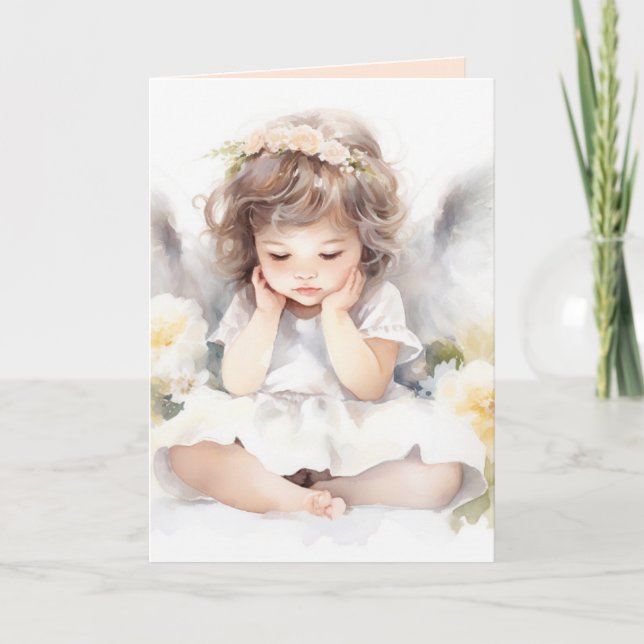 Watercolor Birthday Angel Girl Karte (Vorderseite)