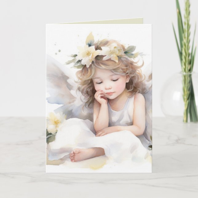 Watercolor Birthday Angel Girl Karte (Vorderseite)