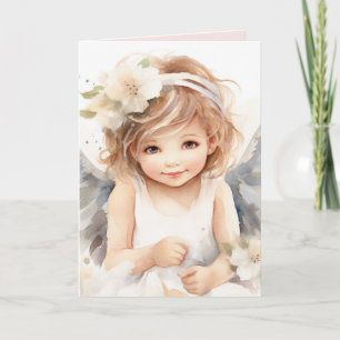 Watercolor Birthday Angel Girl Karte