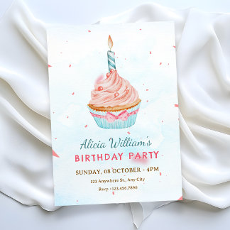 WATERCOLOR BIRTHDAY CAKE  EINLADUNG