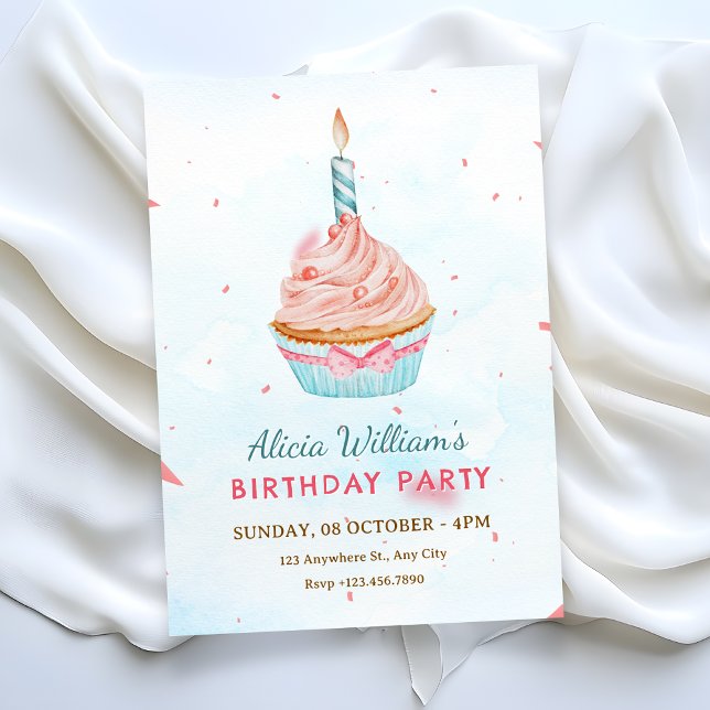 WATERCOLOR BIRTHDAY CAKE  EINLADUNG (Von Creator hochgeladen)