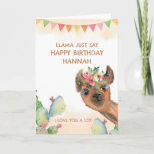 Watercolor Birthday Llama Karte