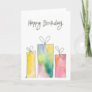 Watercolor Birthday Presents Karte
