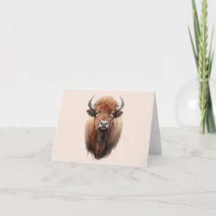 Watercolor Bison Portrait Karte