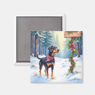 Watercolor Black and Tan Coonhound Waldweg Magnet
