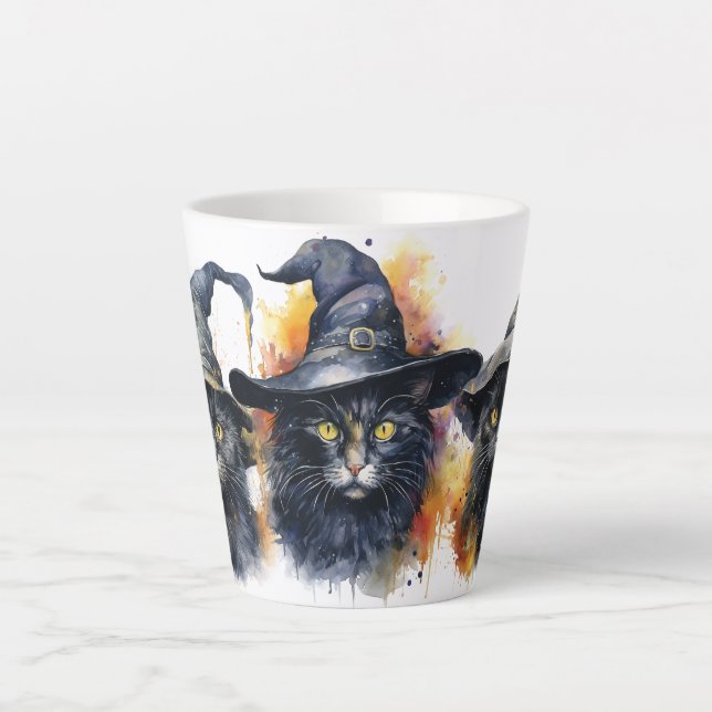 Watercolor Black Cat Trio Milchtasse (Vorderseite)