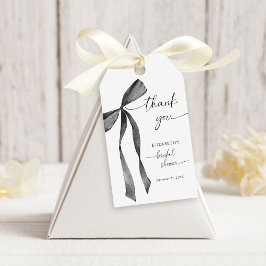 Watercolor Black Coquette Bow Bridal Shower Geschenkanhänger