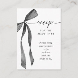 Watercolor Black Coquette Bow Bridal Shower Recipe Begleitkarte
