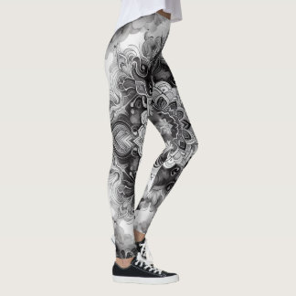 Watercolor black ink wash leggings