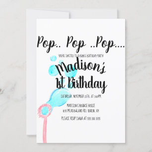 Watercolor-Blasen-Wand Pop Pop Pop Geburtstag Einladung