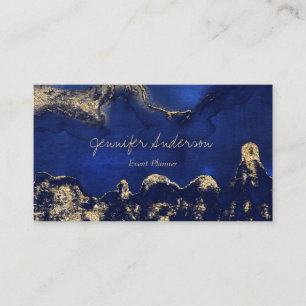 Watercolor Blau & Gold Marmor Visitenkarte
