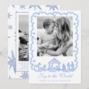 Watercolor Blau Weihnachten Geburt Christi