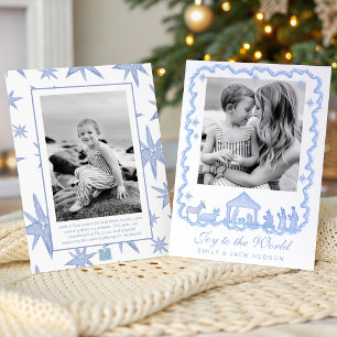 Watercolor Blau Weihnachten Geburt Christi