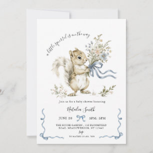 Watercolor Blaues Band Eichhörnchen Baby Shower Einladung
