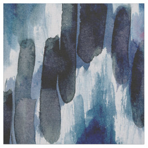 Watercolor blaues Zickzack Ikat Stoff