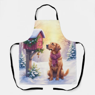 Watercolor-Bloodhound-Landpost-Weihnachten Schürze