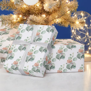 Watercolor Blooms and Eucalyptus Botanical Pattern Geschenkpapier