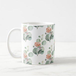 Watercolor Blooms and Eucalyptus Botanical Pattern Kaffeetasse
