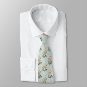 Watercolor Blooms and Eucalyptus Botanical Pattern Krawatte