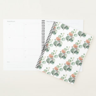 Watercolor Blooms and Eucalyptus Botanical Pattern Planer